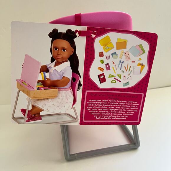 Our Generation Flying Colors Classroom School Desk for 18" Dolls Pink NWT - Picture 11 of 12